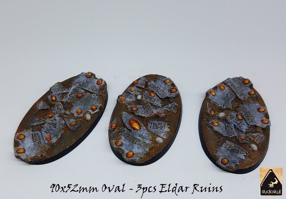 90X52mm OVAL RESIN BASES 3PCS ELDAR RUINS