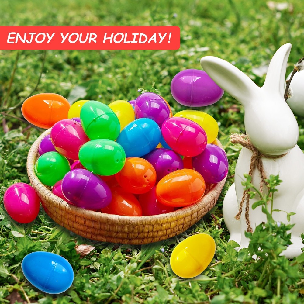 50/200 PCS 2.25" Plastic Easter Eggs Empty Easter Eggs Fillable Bright Eggs Bulk