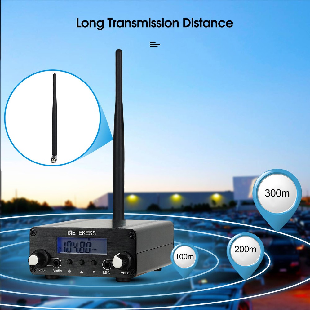 Retekess TR508 FM Transmitter Broadcast Stereo Radio Station 10 Receiver Meeting