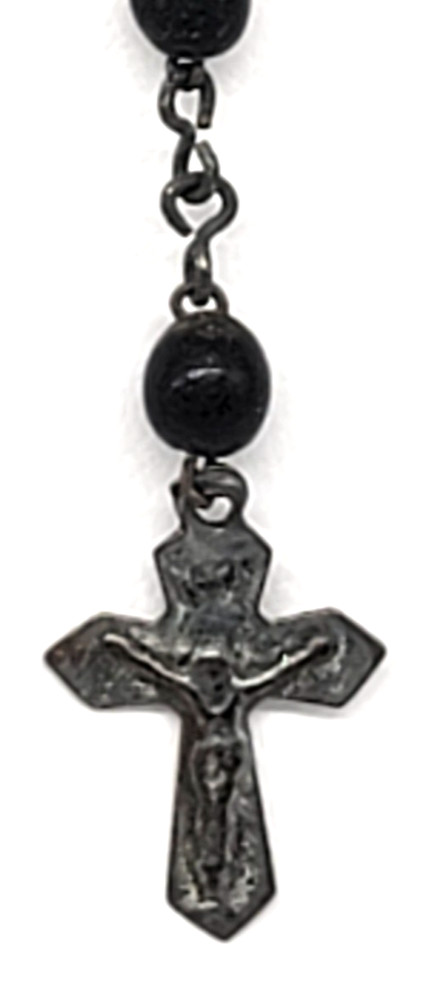 Catholic Bead Rosary Black Brown Crucifix INRI Medal Chains Silver Tone Vintage