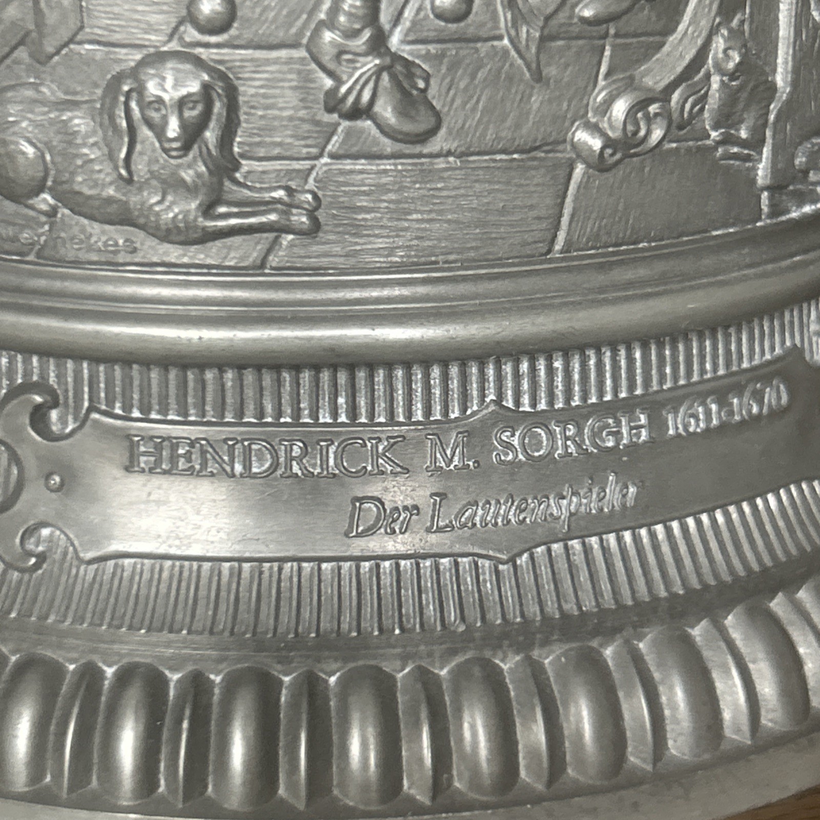 Vintage ceramic German stoneware beer mug with tin cap