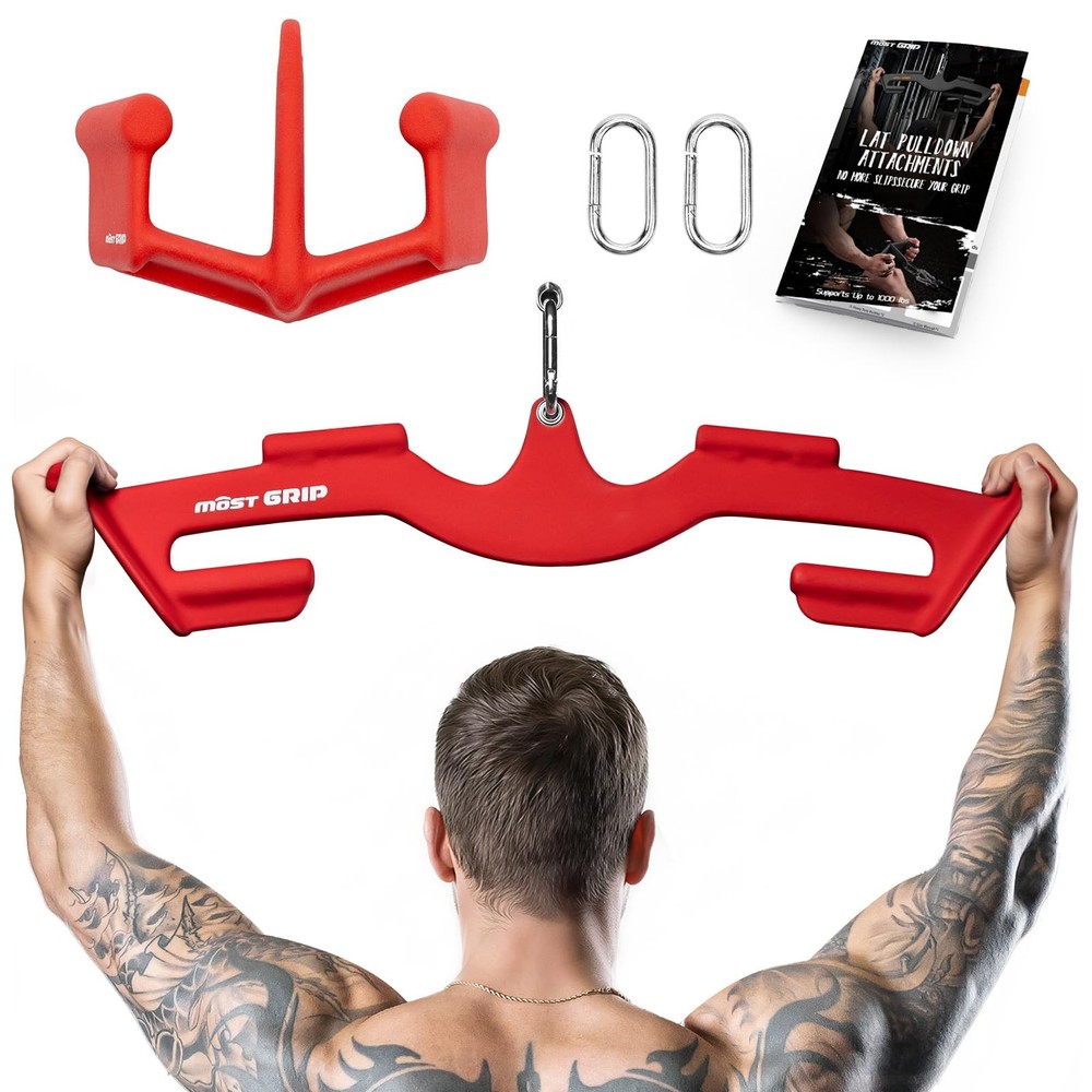 MOST GRIP LAT Pull Down Bars Set, Triangular Stability Pulldown Ruby Red