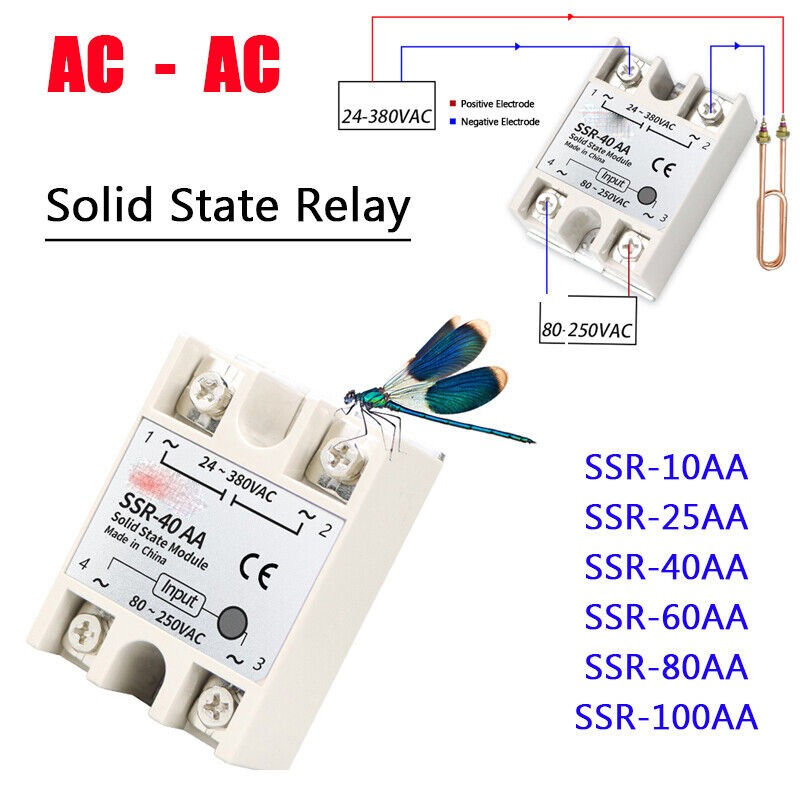 Single Phase Solid State Relay Module AC - AC SSR 10AA-100AA 80-250VAC 24-380VAC