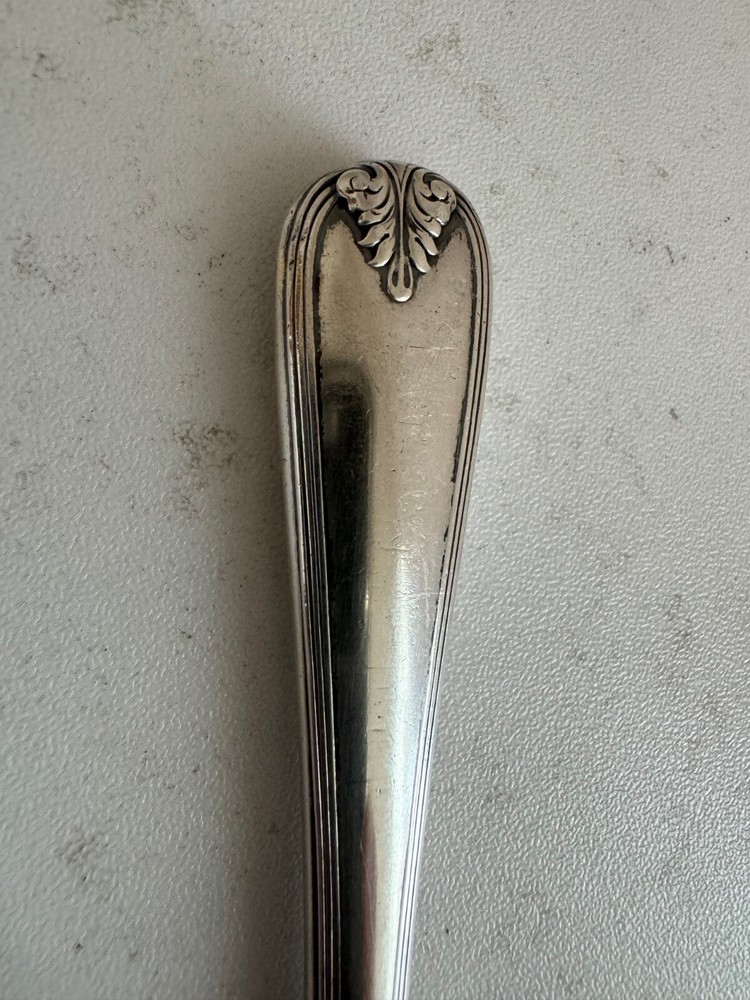 Antique Sterling Silver Handle Button Hook w/ Leaf Decoration & Monogram