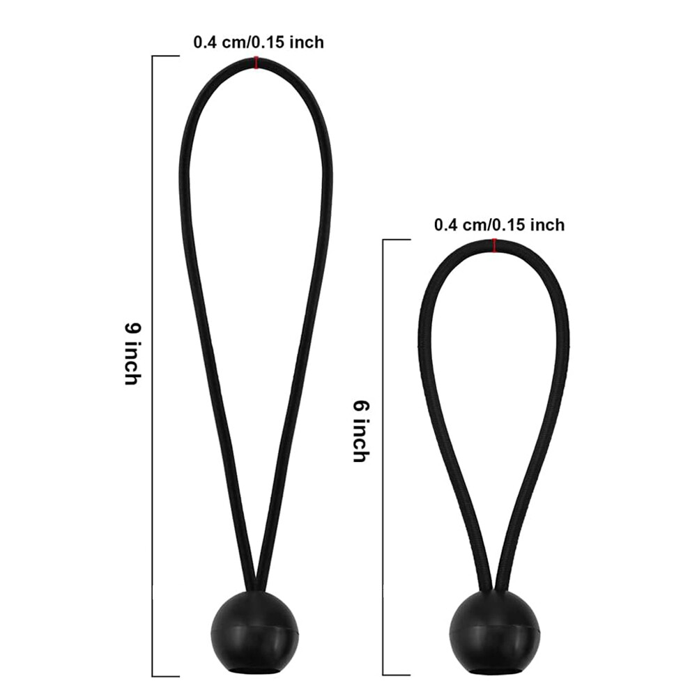 25-100 Pcs 6" 9" Black Ball Bungee Bungie Cord Canopy Tarp Tie Downs Straps US