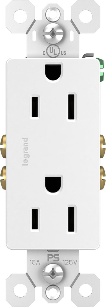 Radiant 885TRWCC21 15 Amp Decorator Duplex Outlet, White, 1 Count