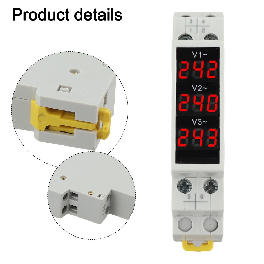 Three Phase Digital Voltmeter BV3R AC 80500V Red Display DIN Rail Meter
