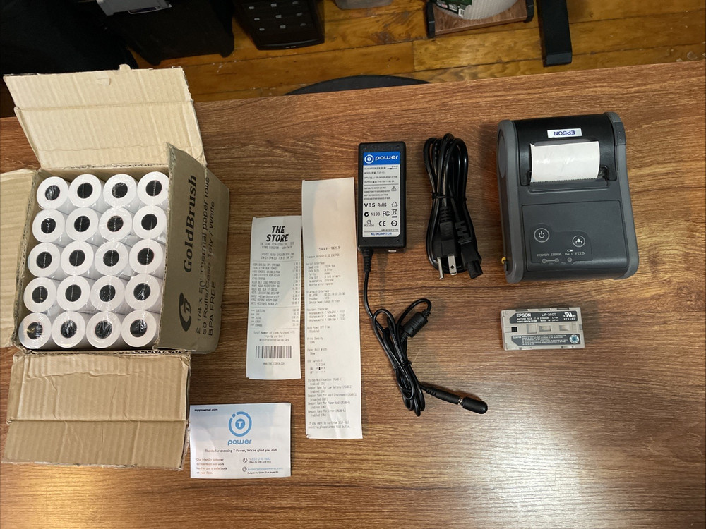 Epson TM-P60 POS Thermal Receipt Printer Bluetooth M196B With Accessories.