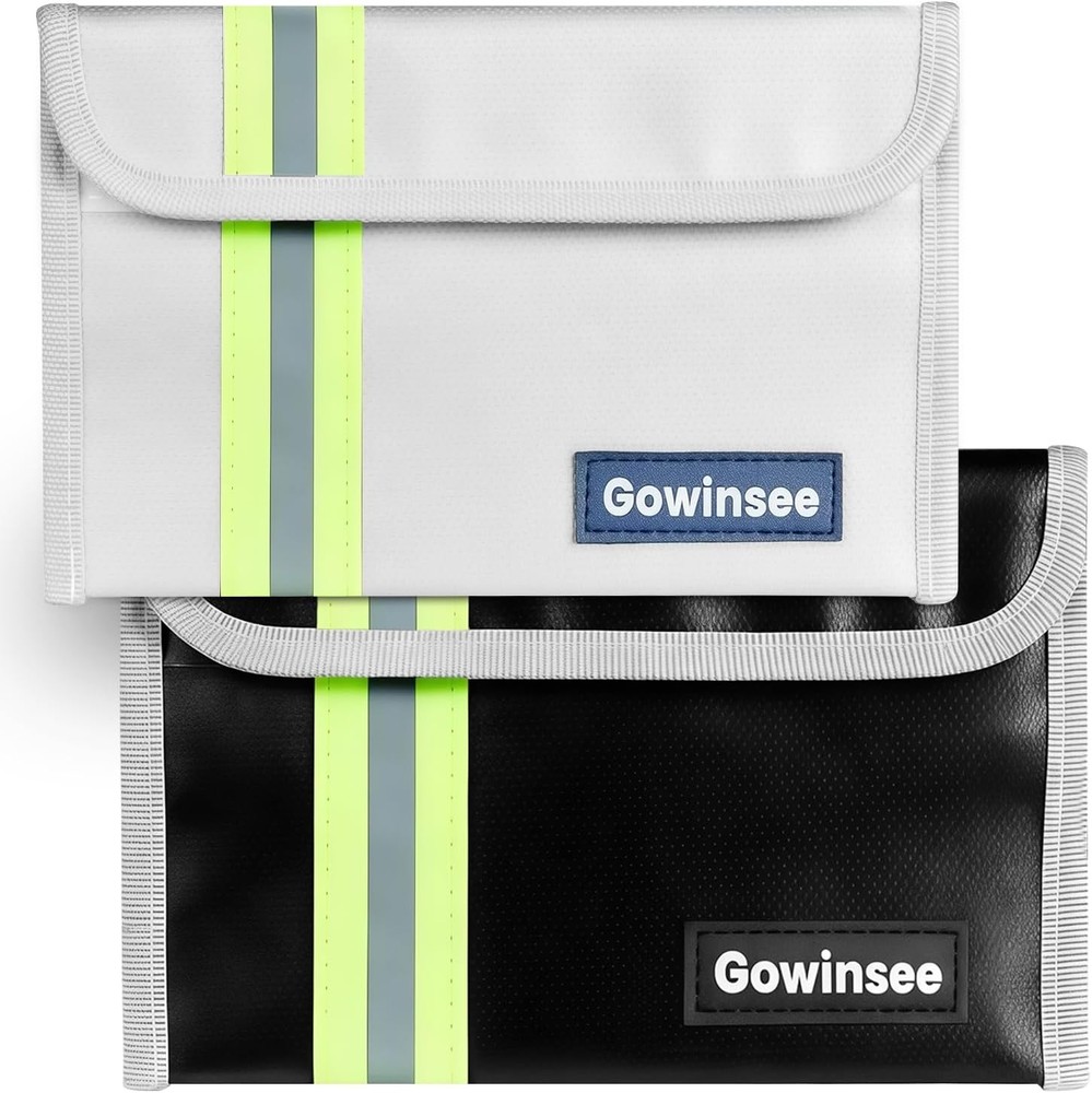 2-Pack Fireproof Bag for Documents & Money | 8x5" Waterproof & Fire Resistant Sa