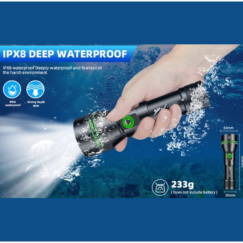 Dive Lights Scuba P70 LED Diving Flashlight Underwater Light Diving Torch