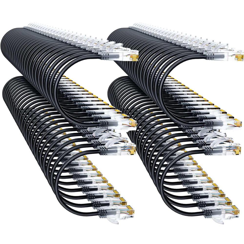 Cat6A Patch Cables 0.5Ft (96 Pack) Slim, Cat6 Ethernet Patch Cable Pure Copper,