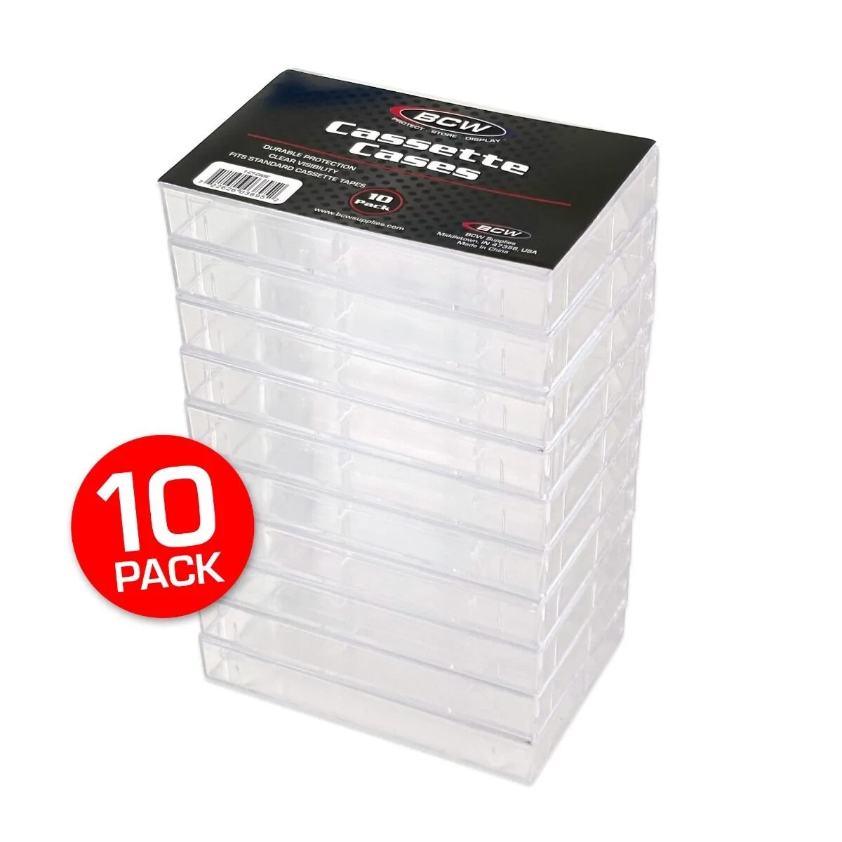 (10-Pack) BCW Cassette Cases - Crystal Clear Brand New Empty Cassette Tape Cases