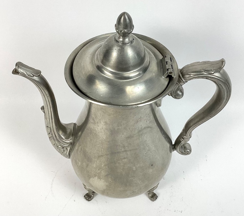 Vintage Silver-Tone PREISNER Pewter 2061 Footed Coffee/Tea Pot