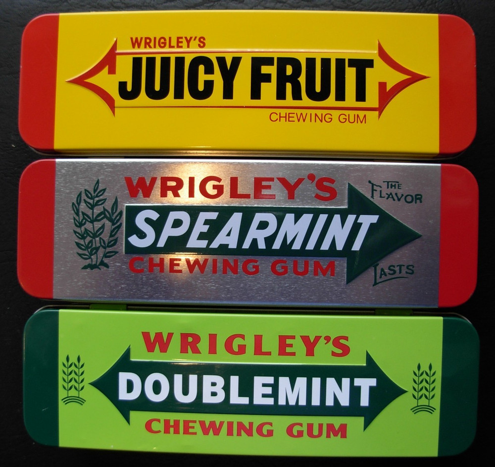 Three Wrigley's  Juicy Fruit Tin Containers