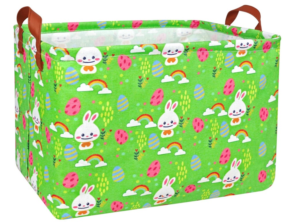 BOOHIT Rectangle Empty Easter Baskets Boy Large Toy Storage Bin Girls collaps...