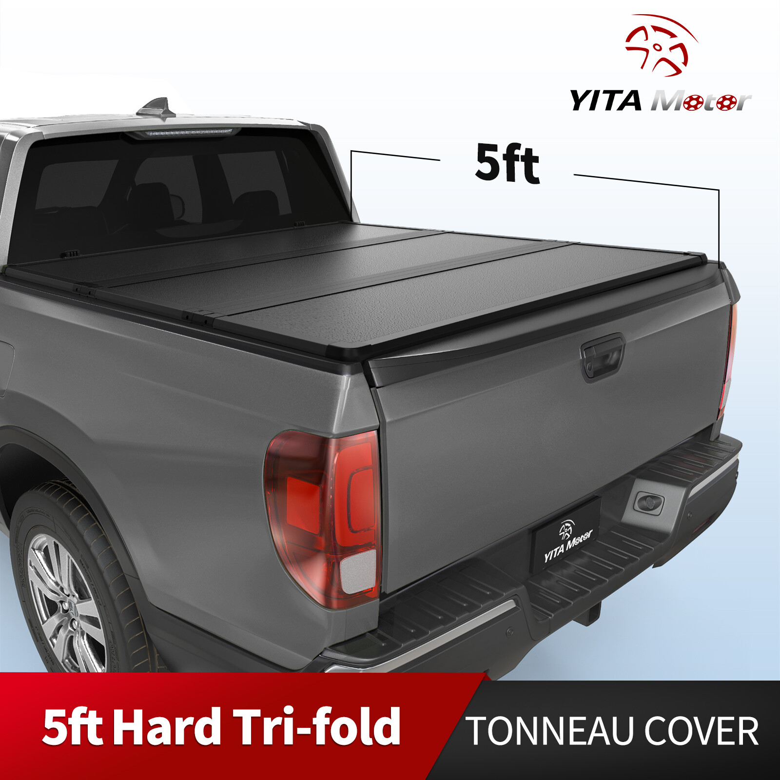 5FT Hard Tri-fold Tonneau Cover For 2017-26 Honda Ridgeline Truck Bed WaterProof