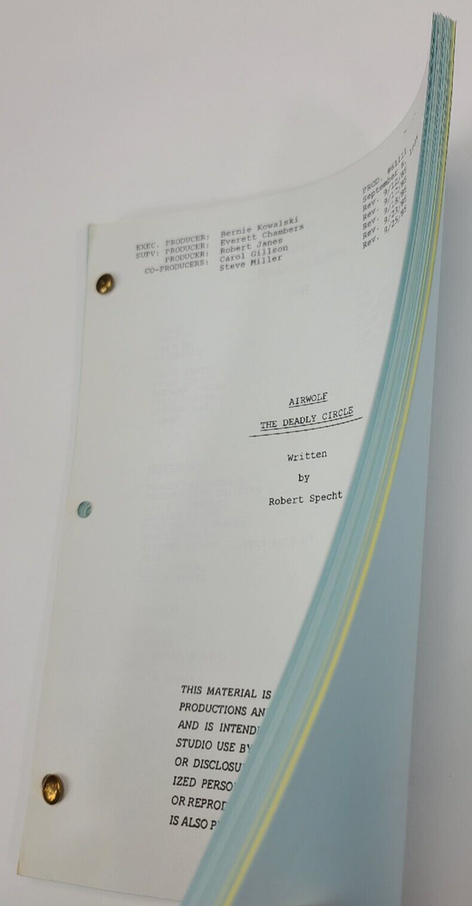 AIRWOLF / Robert Specht 1985 TV Script, Jan-Michael Vincent "The Deadly Circle"