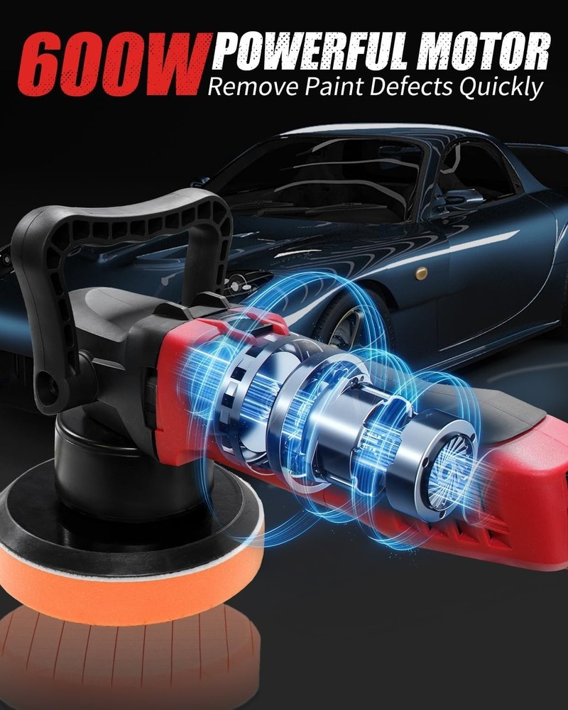 Variable Speed 6-Inch Random Orbital Buffer Polisher - Detailing Made Easy