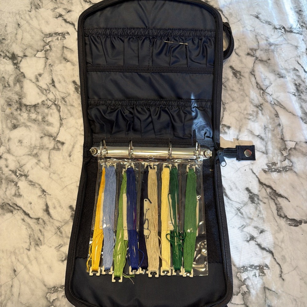 DMC Creative World Black Zippered Case w Floss, Pre owned