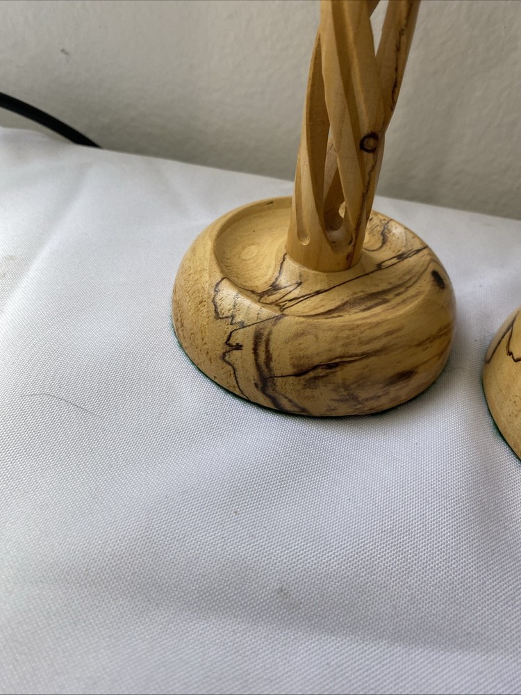 MCM Spalted Elm Candlestick Pair 8” Spiral Column