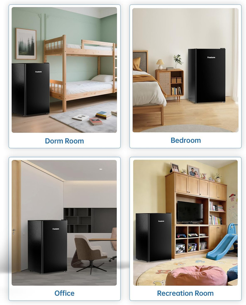 3.2 Cu Ft Mini Fridge with Freezer - Energy Efficient, Large Capacity Single Doo