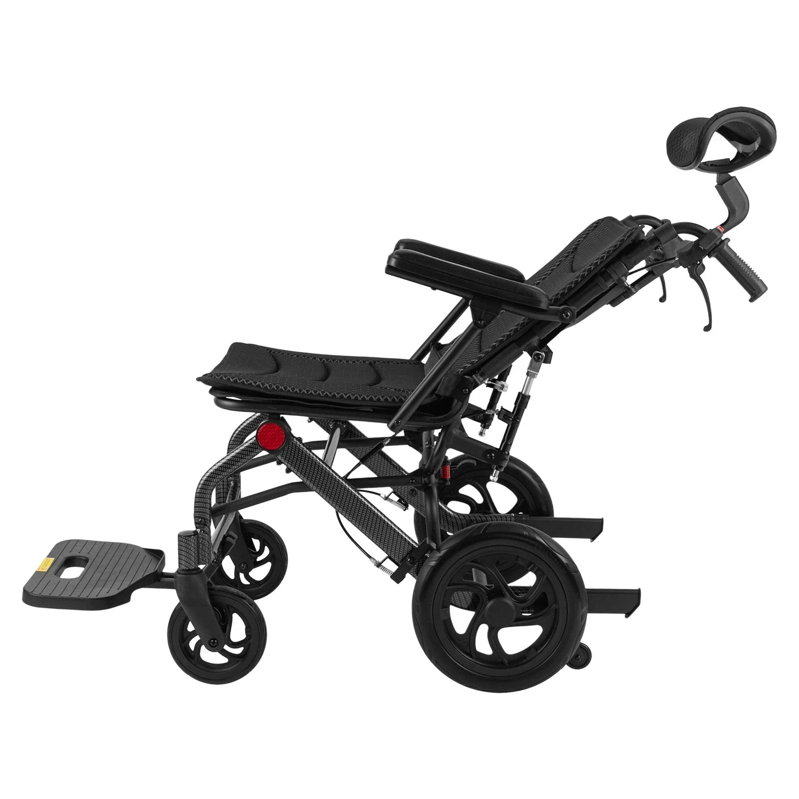 Lightweight Foldable Wheelchair, 220 lbs Capacity, Reclining Backrest Adjustable