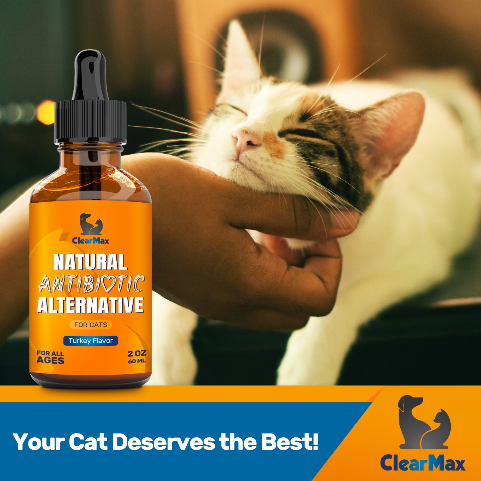 Natural Antibiotics for Cat | Turkey Flavor | Allergy & Infection Support | 2 Oz