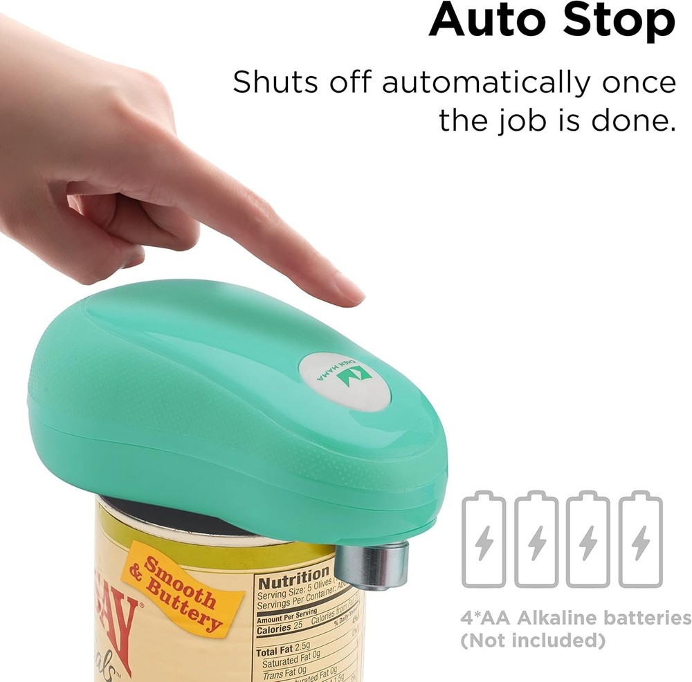 One Touch Electric Can Opener, Small, Teal Green