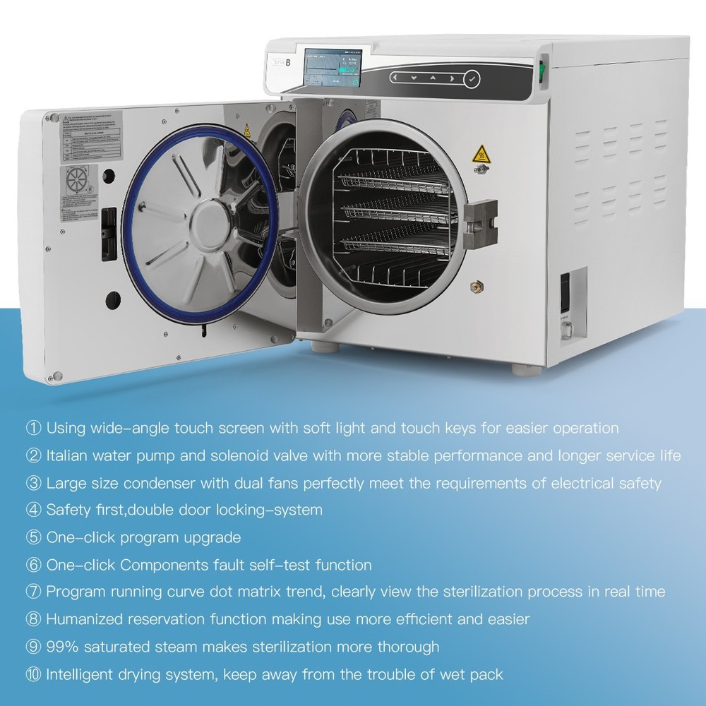 22L ClassB Dental Autoclave Steam Sterilizer Sterilization with Printer Function