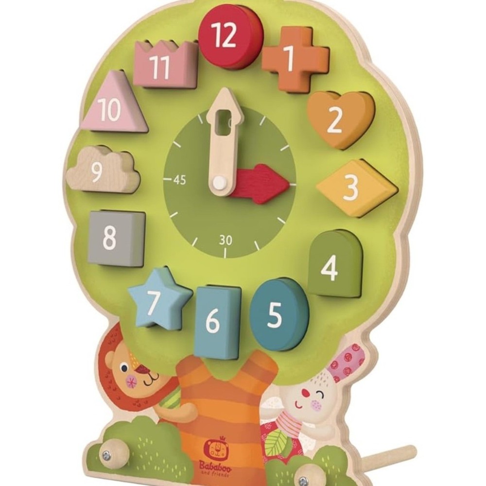 Green Wooden Number & Shape Learning Clock