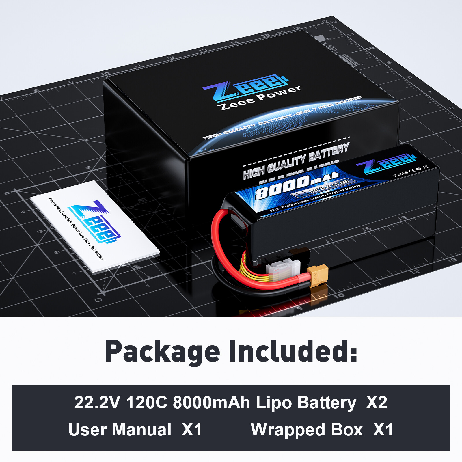 2x Zeee 22.2V 120C 6S LiPo Battery 8000mAh XT60 for RC Car Truck Tank Racing