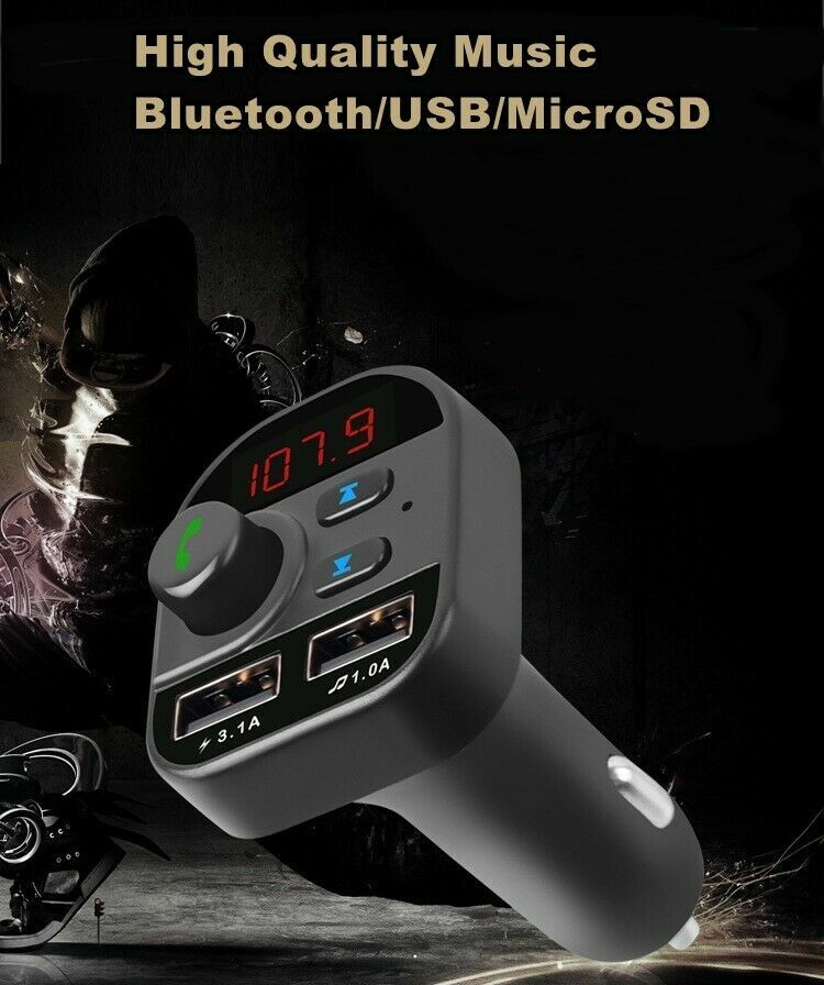 Bluetooth In-Car Wireless FM Transmitter MP3 Radio Adapter Car Kit Charge 2 USB