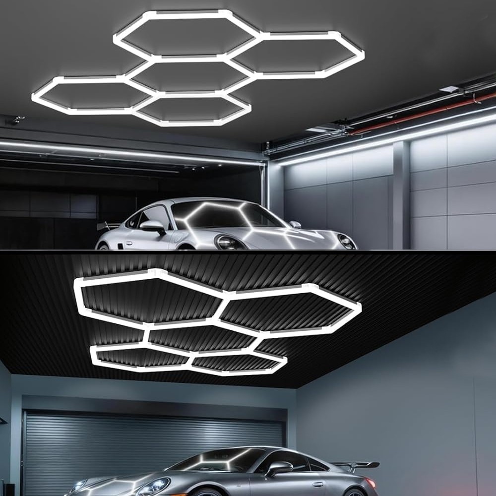 Hexagonal LED Garage Lights Honeycomb Detailing Showroom 5-Grid Ceiling Light