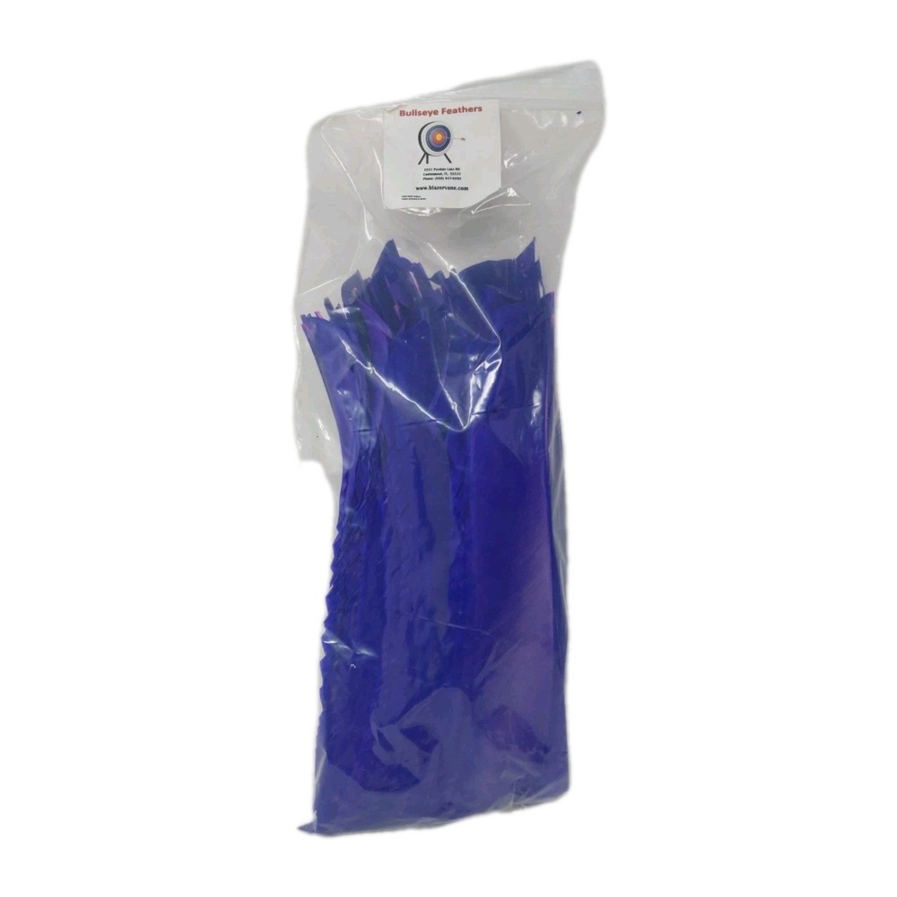 100 Pack Bullseye Feathers FULL LENGTH 9" Right Wing: Solid Purple
