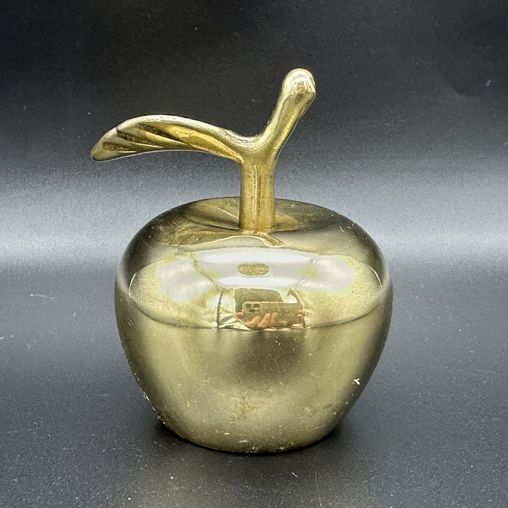 Vintage Solid Brass Apple Bell Figurine  3" T