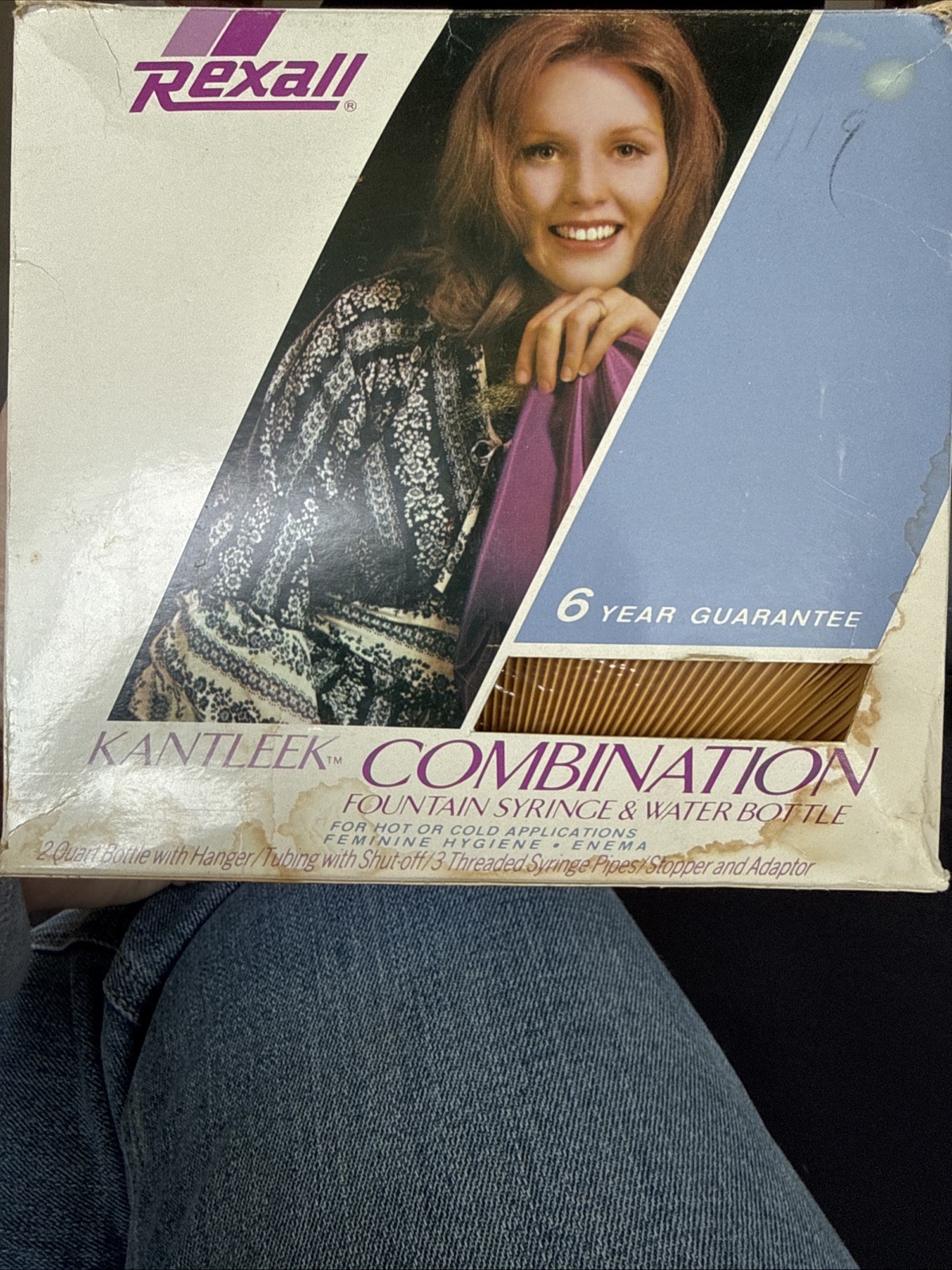 Vintage Rexall Kantleek Water Bottle Fountain Syringe Mustard Comes With Box NOS