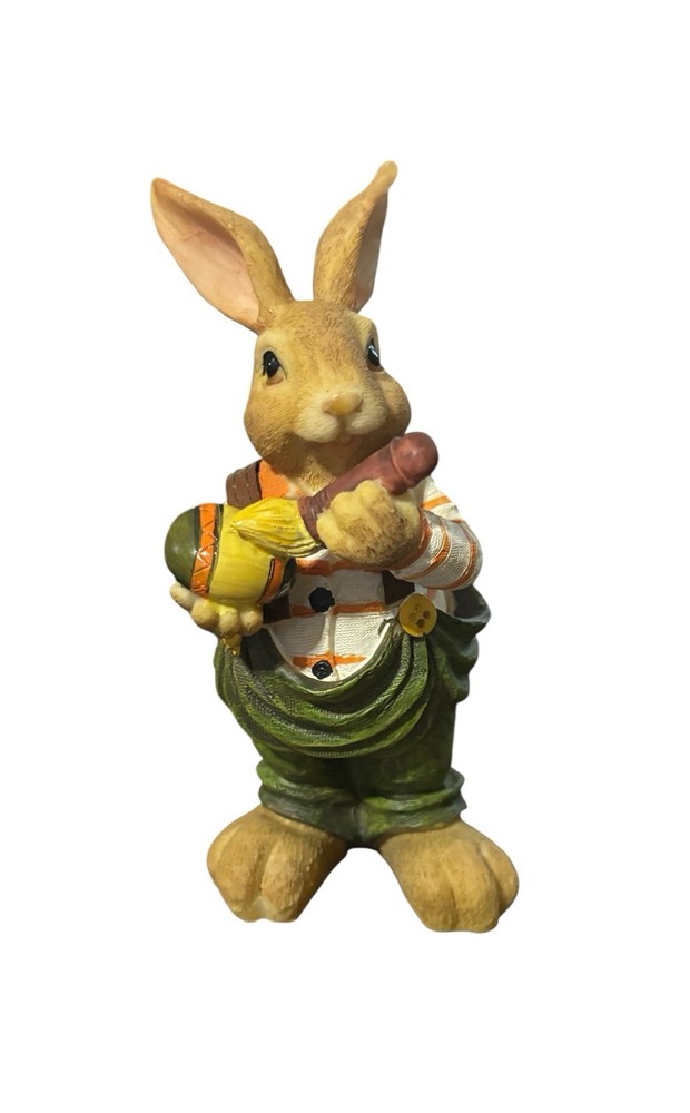 Polystone Easter Bunny Figurine Rabbit Painting An Egg