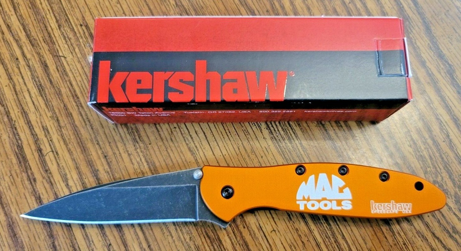 MAC Tools Orange Kershaw LEEK Pocket Knife Clip Assisted Opening USA 1660ORBWMAC