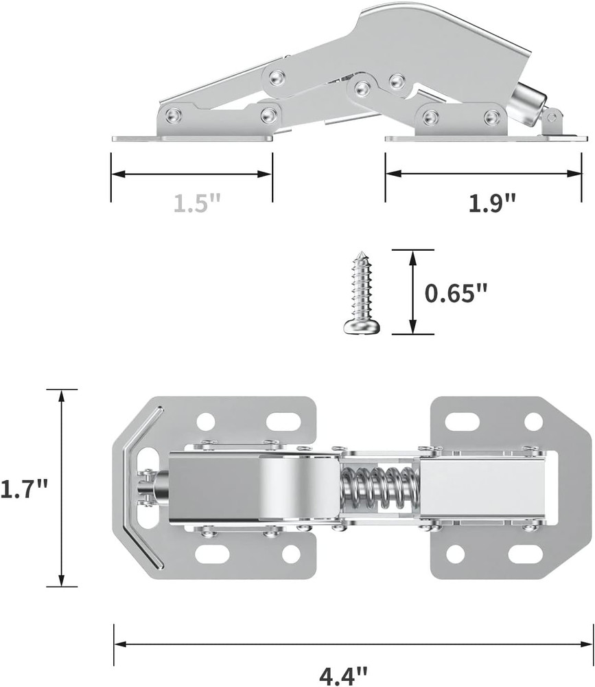50 Pack Soft Close 90° Spring Hinges for Noiseless Kitchen Cabinets