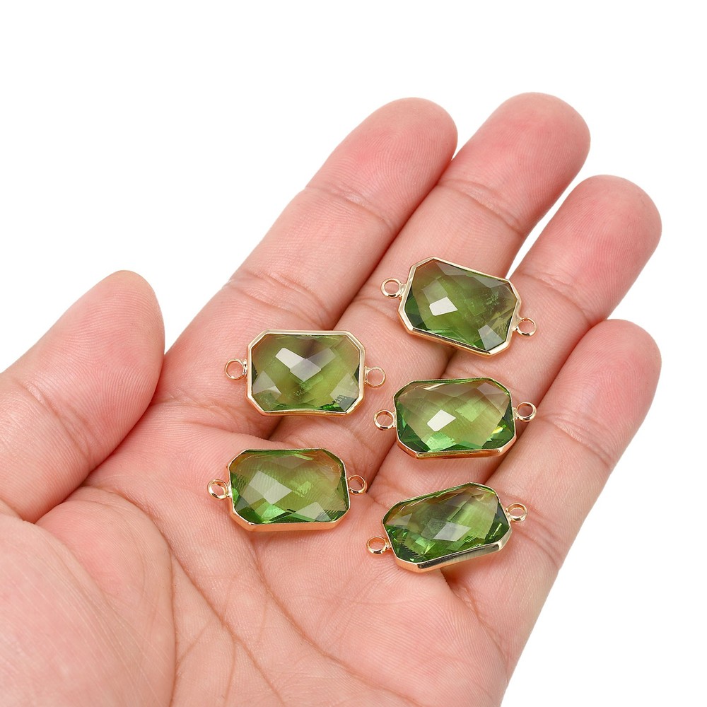 Birthstone Connector Link, 5Pcs Diamond Links Rectangle, Light Green