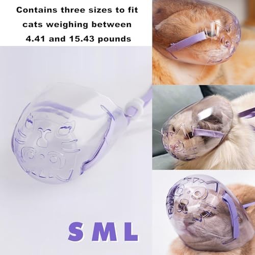 3PCS Cat Muzzle Set - Breathable Transparent Muzzles for Grooming & Restraint -