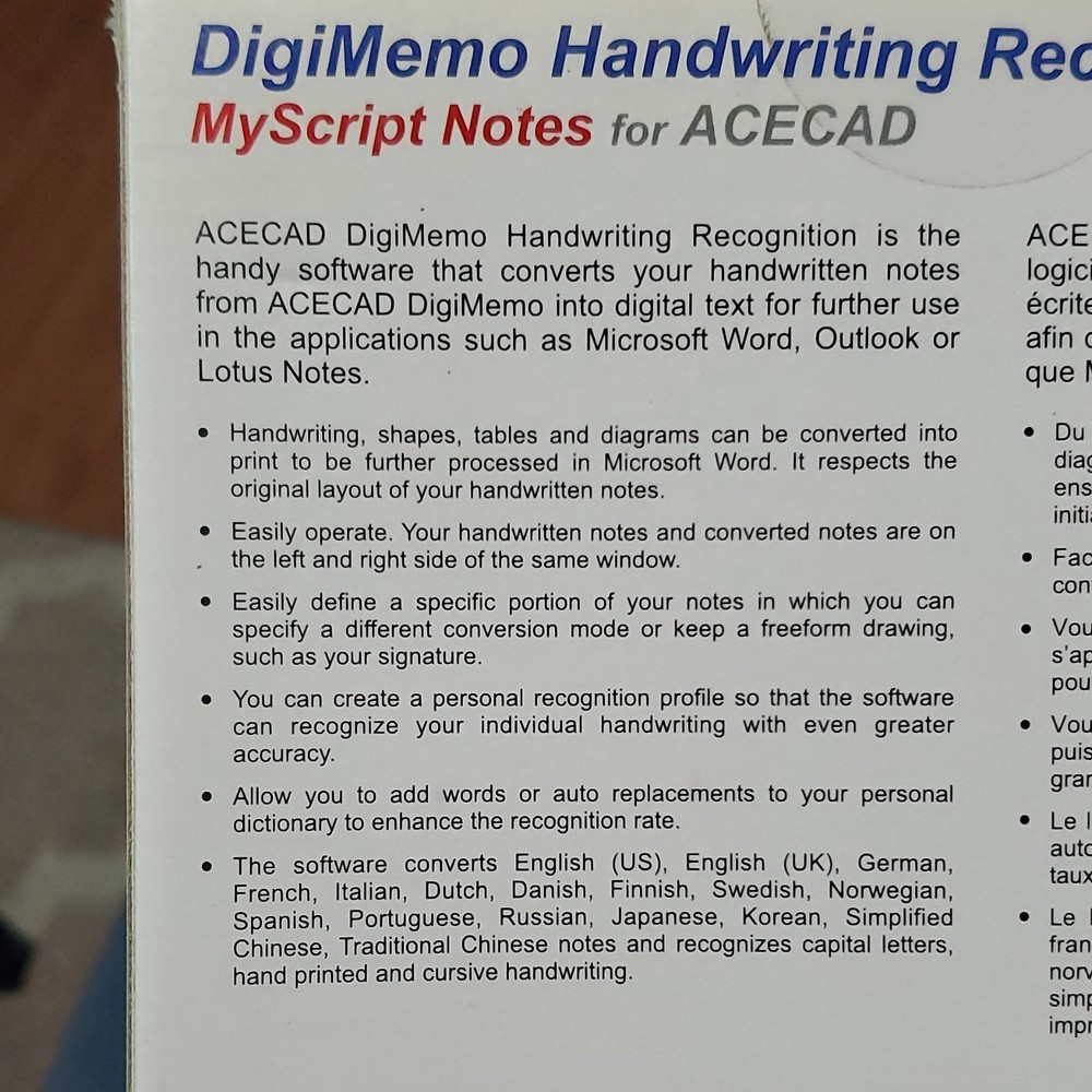 ACECAD DigiMemo L2 Graphics Tablet USB DM-L2 Stylus Handwriting Recognition