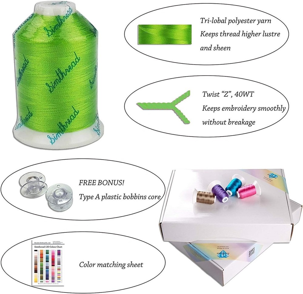 120 Colors Polyester Embroidery Thread Kit 40WT 550Y for Sewing Machine