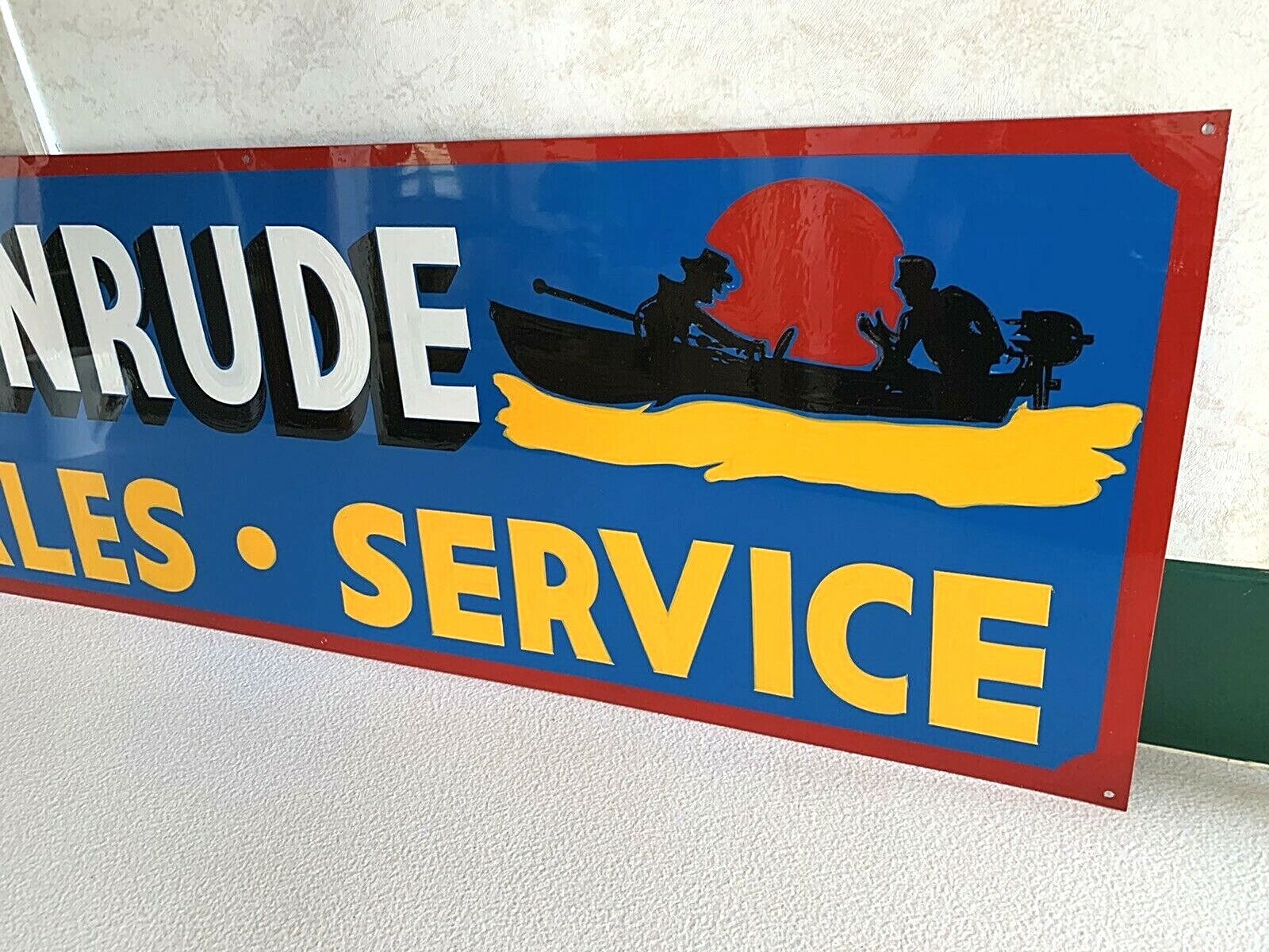 Vintage Hand Painted Evinrude Boat Parts Service Shop Sign