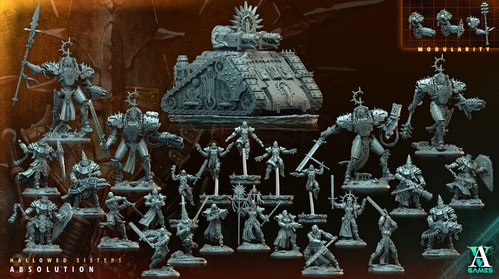 3D Printed Archvillain Games Absolutioner Hallowed Sisters Absolution 28 32mm