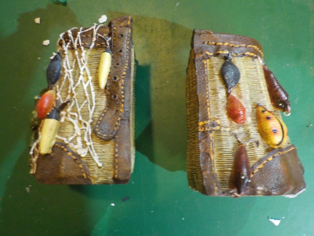 Fishing Basket With Lures Bookends  (CL 26)