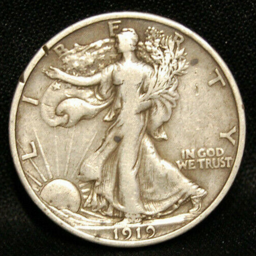 1919 WALKING LIBERTY HALF WITH VF+ DETAILS