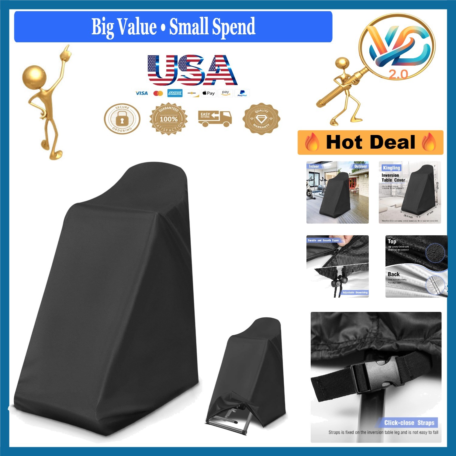 Waterproof Inversion Table Cover 47x28x63 Inch Fit for Most Fitness Equipment...