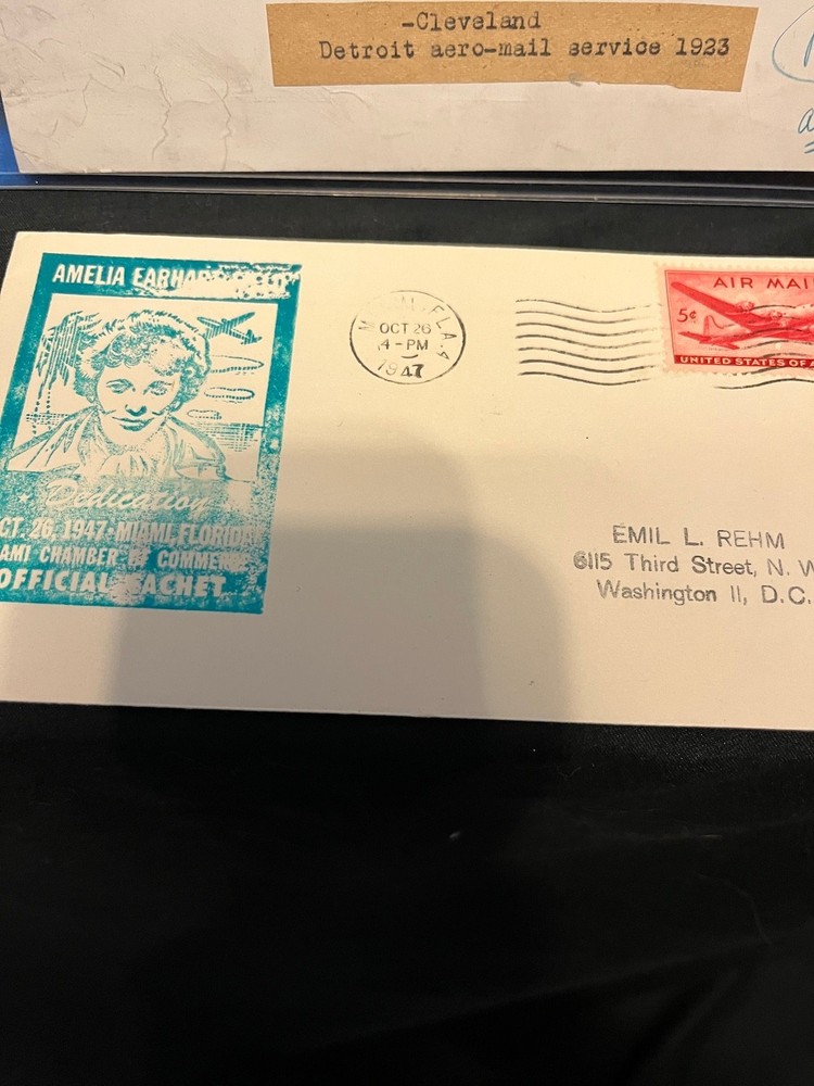 Amelia Earhart Signed Postcard W/Extras