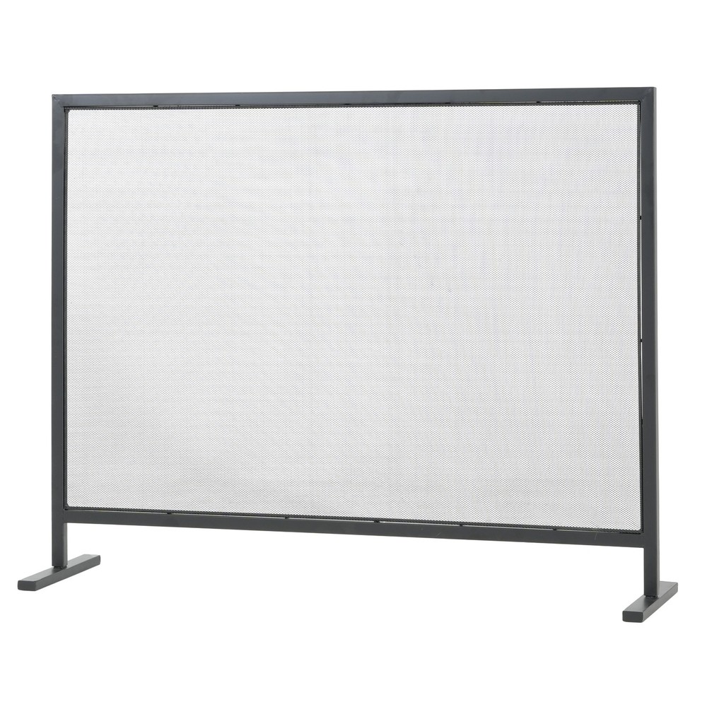 1-Panel Black Iron Fireplace Screen 38x30 Inch